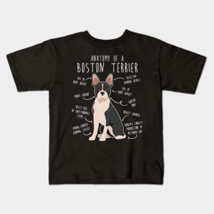 Black Brindle Boston Terrier Dog Anatomy Kids T-Shirt